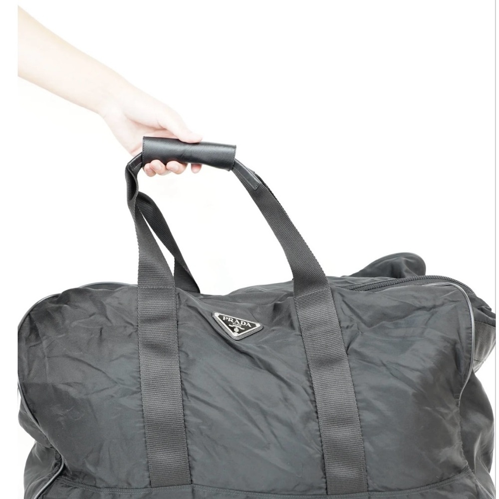 Authentic Prada Nylon Travel Boston Bag Black MM101